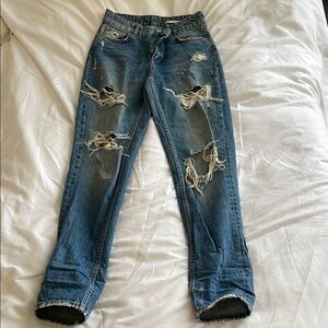 Zara Distressed Blue Boyfriend Jeans